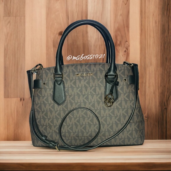 Michael Kors Lynn Brown/Black Logo Shoulder Bag + Wallet NWT - Picture 7 of 7